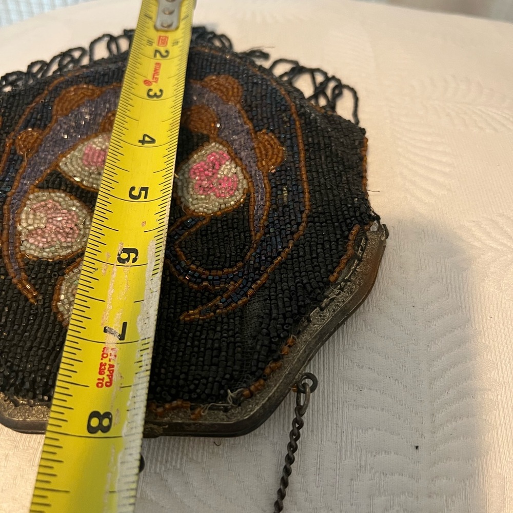 Antique Vintage Fringe Beaded Ornate Purse Bag - Picture 2 of 8